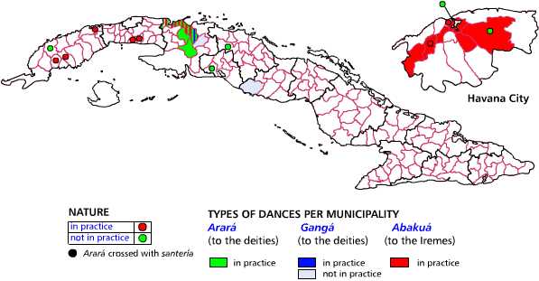 Dances with an arara, ganga and carabali origin